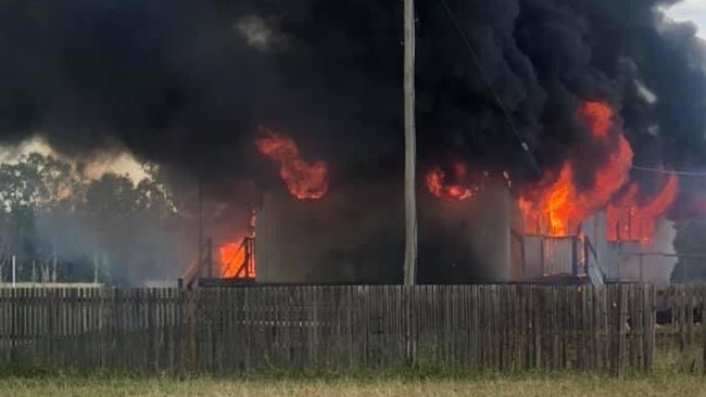 Multiple emergency service crews are responding to a building fire on Cressbrook Street at Woorabinda. It is understood the single storey building is at a local sports ground. Photo: Facebook