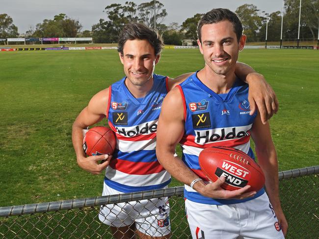 09/12/19 - Daniel Menzel (right) will play with his brother Troy at Central Districts. Pictured at Elizabeth Oval.Picture: Tom Huntley