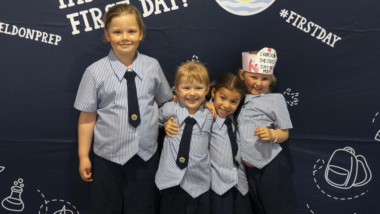 MY FIRST DAY: Sheldon College preps enjoying their first day at school. Picture: Contributed