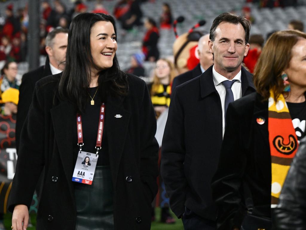 Laura Kane and Andrew Dillon at the Dreamtime at the ‘G clash. Picture: Quinn Rooney/Getty Images