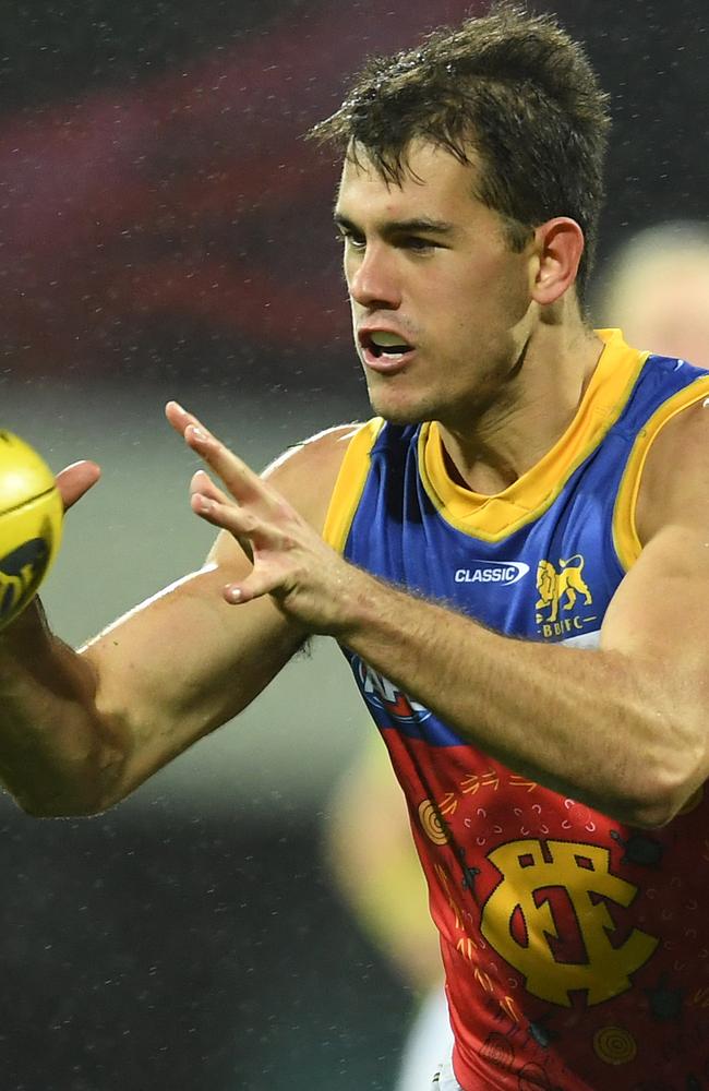 Deven Robertson takes possession in his first season as a Lion. Picture: Steve Bell/Getty Images