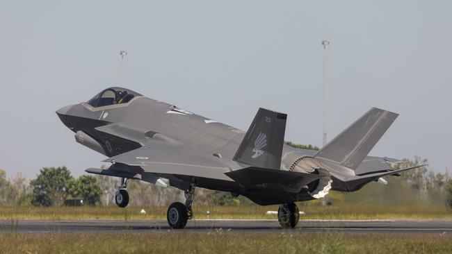 The Royal Australian Air Force's F35A Lightning II aircraft touch down for the first time at RAAF base Darwin for exercise Arnhem Thunder 21. Picture: Department of Defence/LAC Stewart Gould