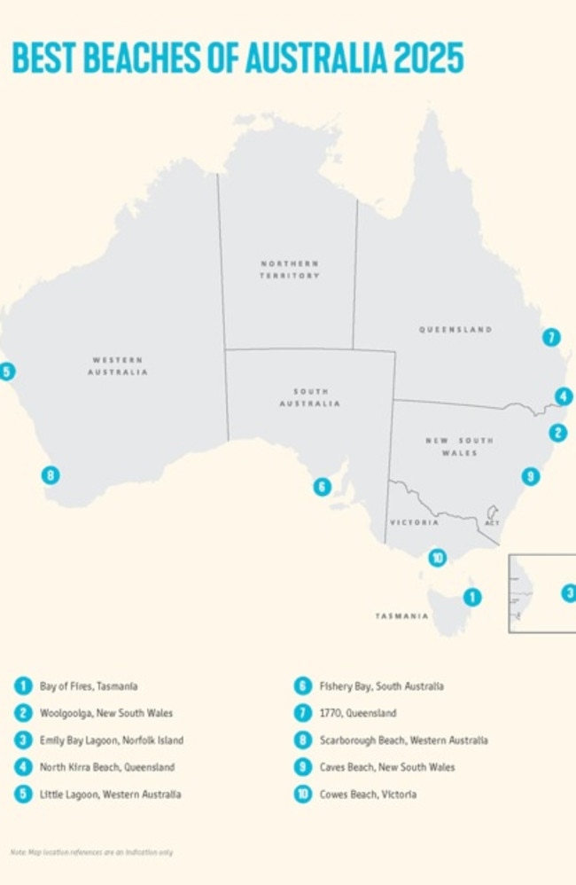 New research from Tourism Australia reveals Australia's top 10 beaches for 2025.