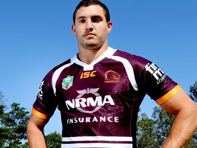 Broncos player Corey Oates wearing the new jersey for 2017. Pics Tara Croser.