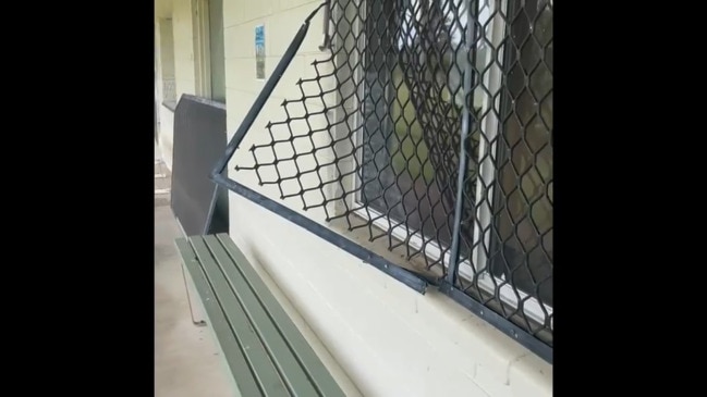 Thieves used a crowbar to pry open the window security screen and the door to the canteen.