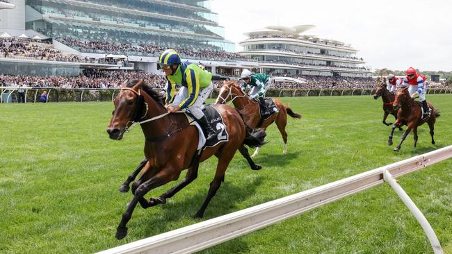 Kalapour, pictured winning Saturday’s Archer Stakes, is the only horse in this year’s Melbourne Cup field to follow the ‘Bart Blueprint’. Picture: George Sal / Racing Photos