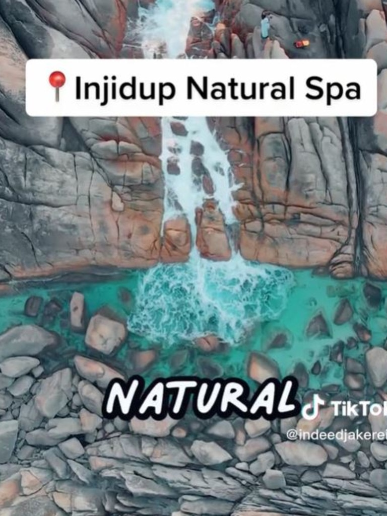 Injidup Natural Spa has become a huge tourist hotspot. Picture: TikTok/indeedjakereid