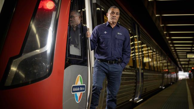 Tony Lombardi on the platforms at Adelaide Railway Station. Picture: Emma Brasier