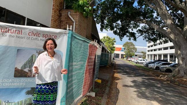 Coffs Harbour City Council Gallery and Museum curator Jo Besley by the Riding Lane and the fig tree. Picture: Janine Watson.