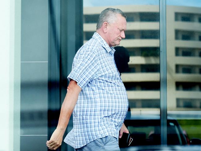 Sports scientist Stephen Dank, leaving the Darwin anti-ageing clinic where he worked in 2017. Picture: Elise Derwin