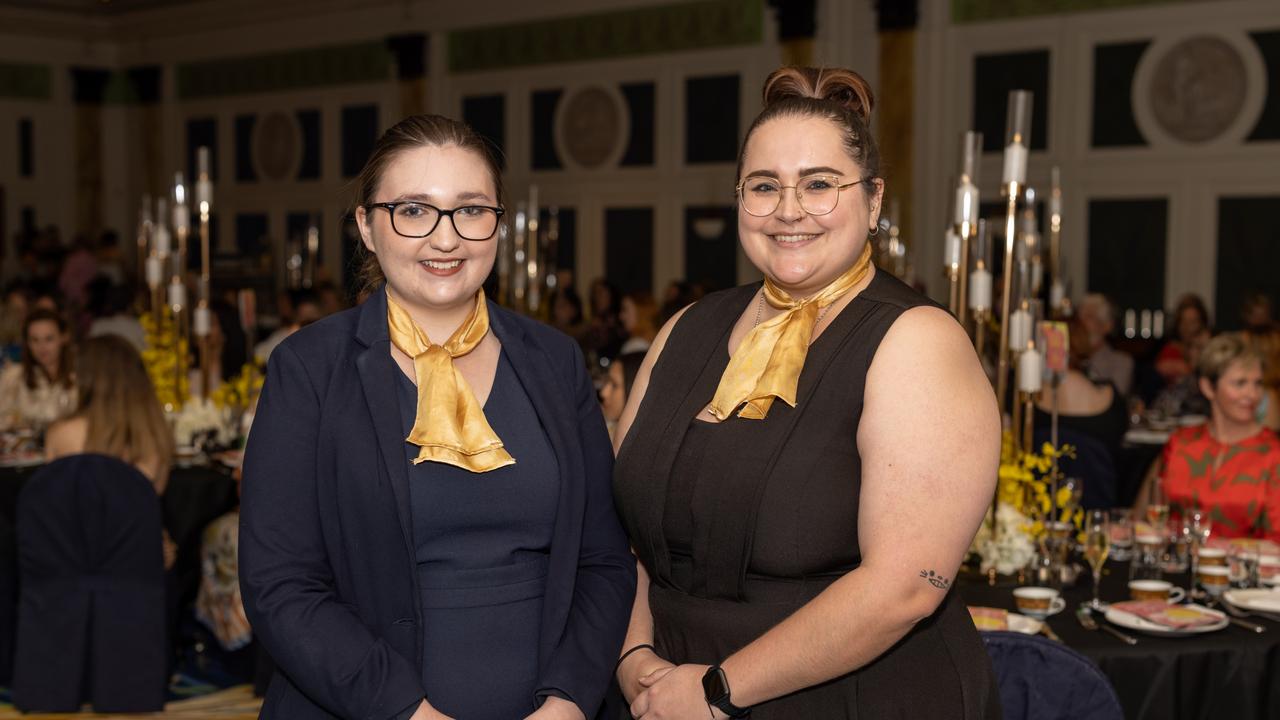 Zoe Green and Ashleigh Ascough at the Trinity Lutheran College Mother's Day high tea fundraiser at the Palazzo Versace on Saturday, May 13. For The Pulse. Picture: Celeste Humphrey