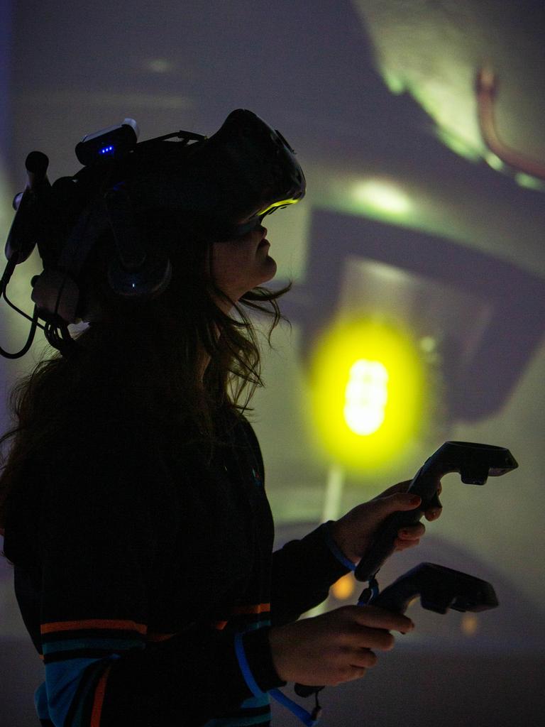 A student uses VR technology at Riverbanks College, with Lumination’s guidance. Picture: Emma Brasier