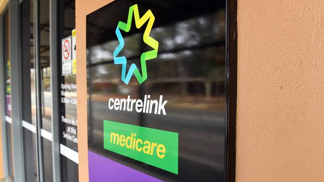 The Centrelink sign is seen in the west NSW town of Broken Hill, Sunday, July 8, 2018. (AAP Image/Mick Tsikas) NO ARCHIVING