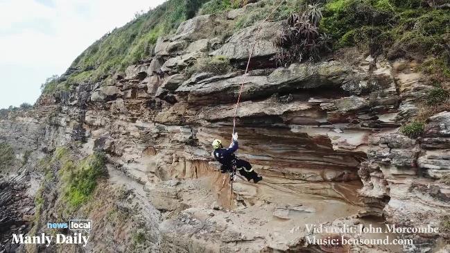 Rescue operators at Narrabeen fire station hold a training session at Warriewood Headland