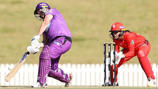 Rachel Priest of the Hurricanes bats during the Women's Big Bash League WBBL match between the Hobart Hurricanes and the Melbourne Renegades at Blacktown International Sportspark, on November 03, 2020, in Sydney, Australia. (Photo by Mark Kolbe/Getty Images)