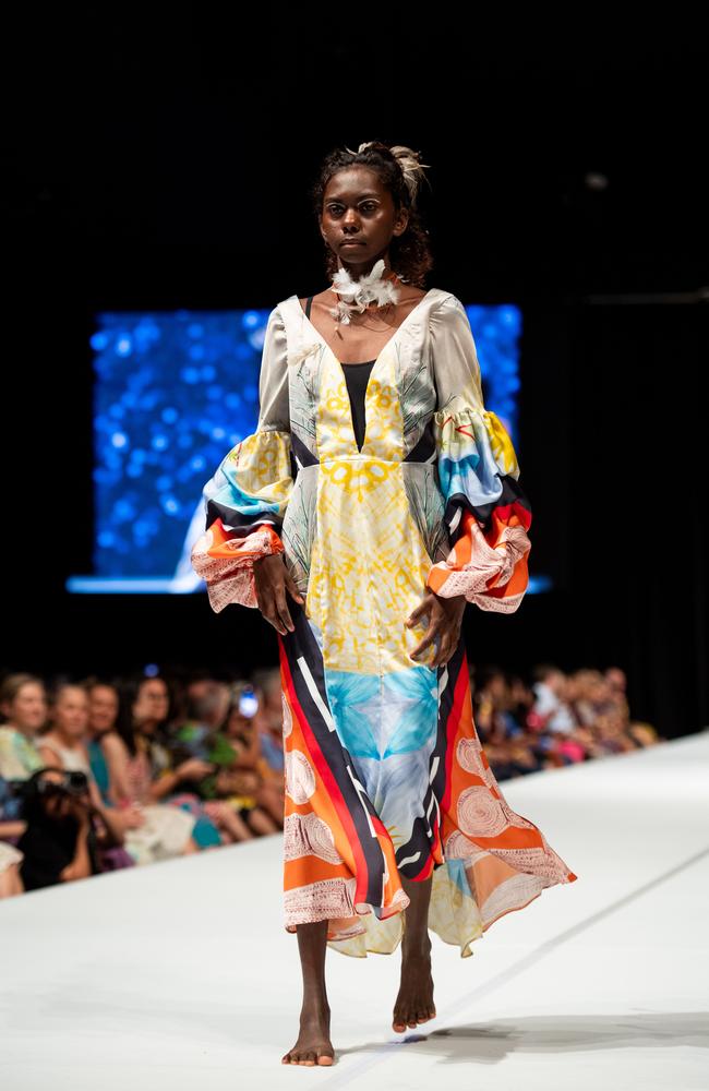 2024 Country to Couture at the Darwin Convention Centre showcases hand-designed First Nations fashion. Picture: Pema Tamang Pakhrin