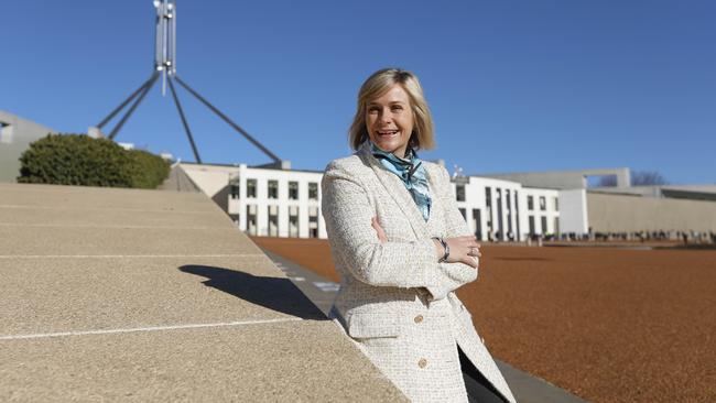 Newly elected member for Warringah Zali Steggall outside Parliament House in Canberra on the first day of the 46th Australian parliament, 2 July 2019. Picture: Sean Davey.