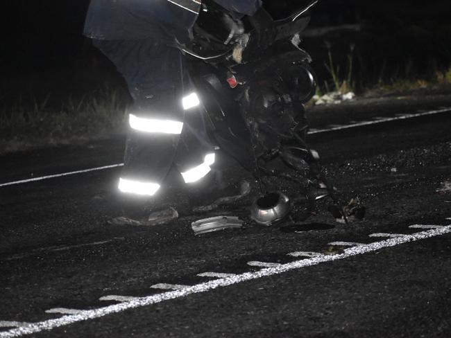 Debris from the crash littered the highway. Picture: Lillian Watkins