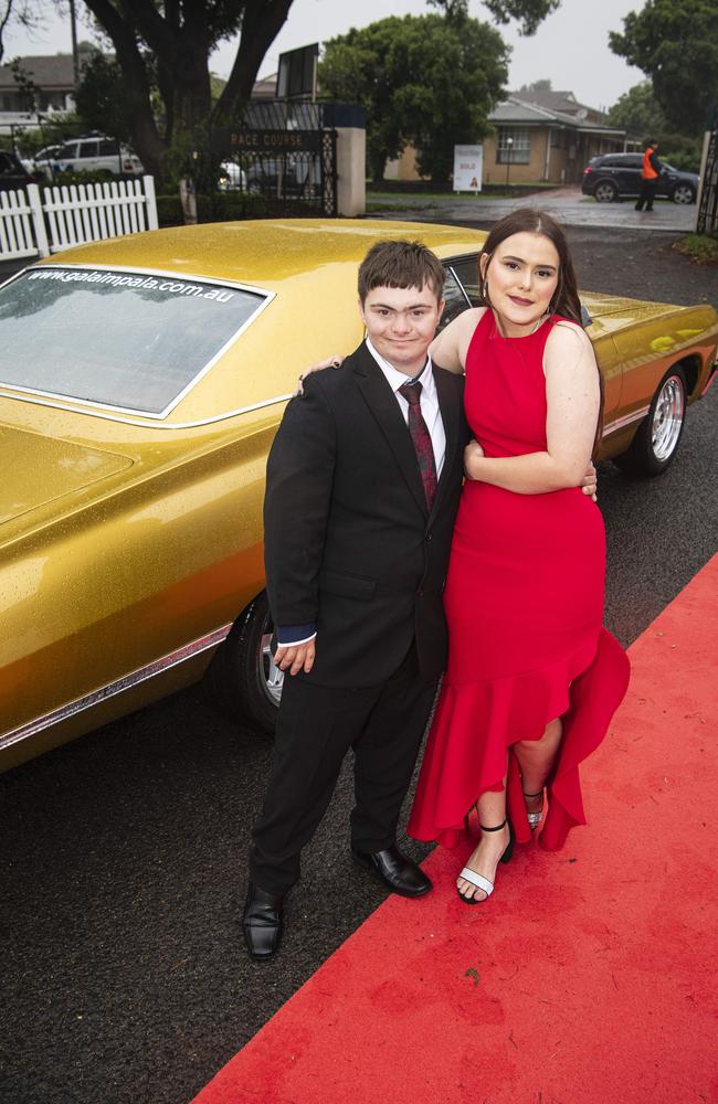 Graduate Joshua Roberts with Chloe Stokes at Clifford Park Special School formal at Clifford Park Racecourse, Wednesday, November 20, 2024. Picture: Kevin Farmer