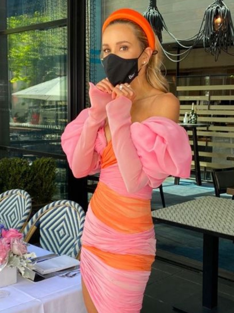 The WAG joked that her mask didn’t match her outfit. Picture: Instagram.