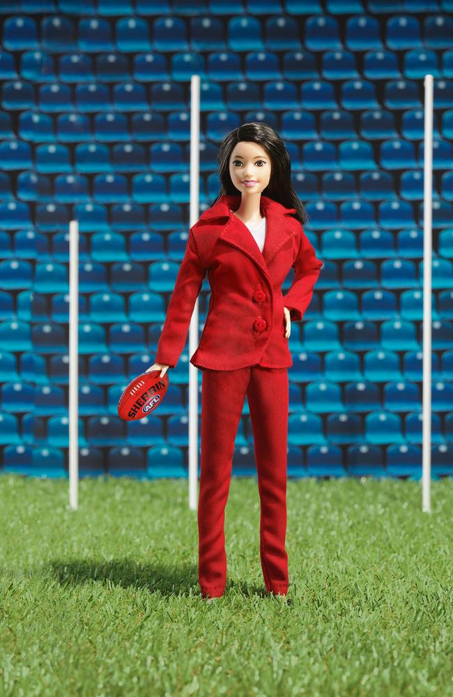 Chairman of the AFL Never Before Barbie shows girls they too can excel in what has traditionally been a man’s domain. (Shot by Edward Urrutia, Styling by Natalie Turnbull for Stellar)