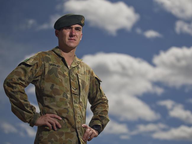 Lance Corporal Iain Yarsley from the 5th Battalion, Royal Australian Regiment, based in Darwin, has served two tours in Afghanistan and his grandfather and great grandfather also served in World War I and World War II respectively. Please credit CPL Oliver Carter.