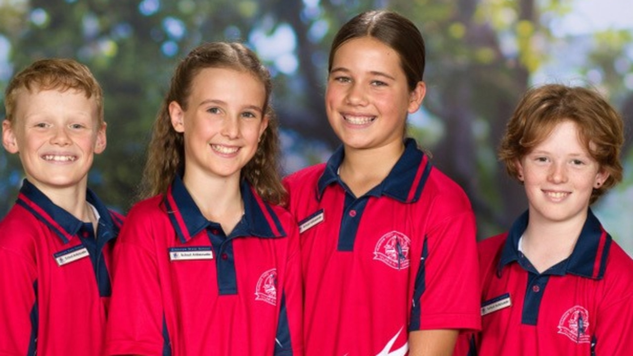 Glenview State School captains Bryce Hatcher, Olivia Werner, Imogen McCulloch, Oliver Werner