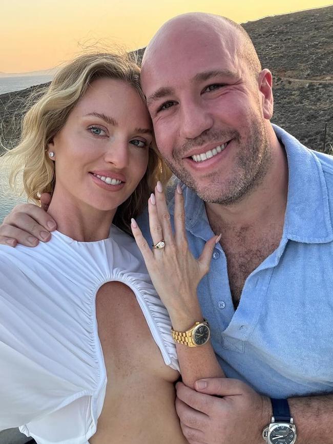 Sukkar popped the question during a romantic getaway in Tinos earlier this year. Picture: Instagram