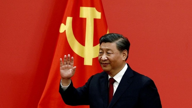 Chinese leader Xi Jinping at last year’s event introducing new politburo members. Picture: Reuters