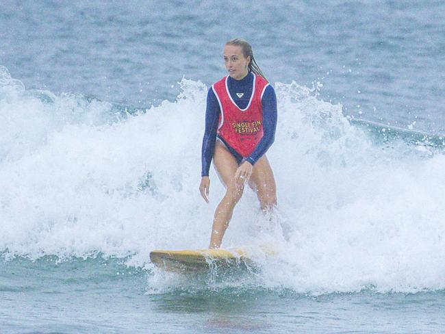 Early Saturday heats of The Burleigh Heads Boardriders Single Fin Festival. Picture: Glenn Campbell
