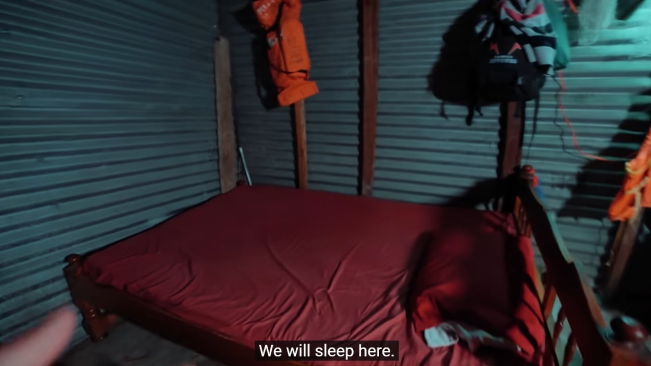 Where he slept – with the ocean literally on his doorstep. Picture: Youtube/Joe HaTTab