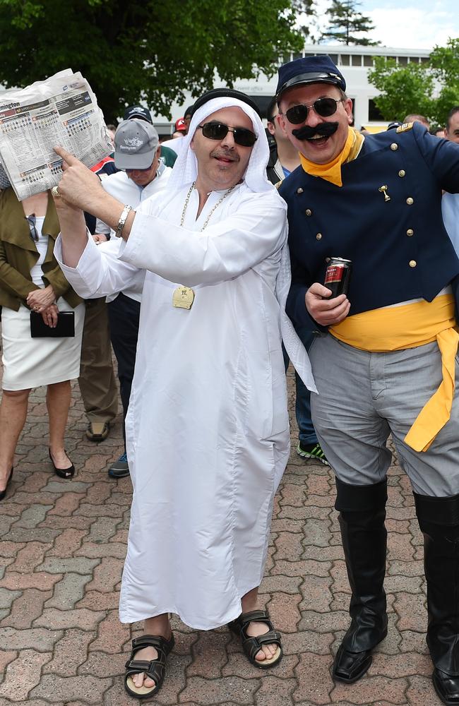 George Sleiman and Doug Downer at the 2014 Melbourne Cup. Picture: Jake Nowakowski