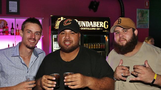L-R Zac Ryder, Kennyon Brown and Donnell Lewis at Zodiac Nightclub.Photo Liam Fahey / Morning Bulletin