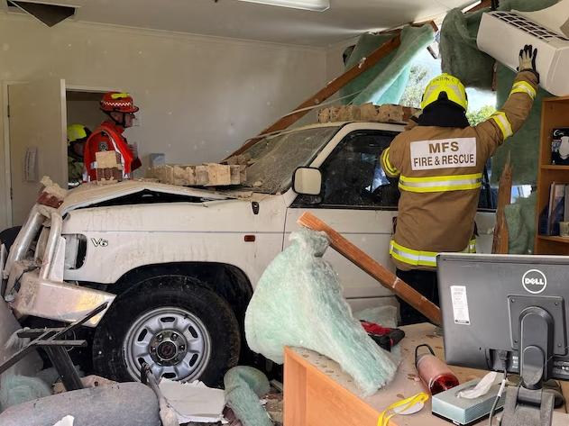 Driver receiving treatment after car crashes into Victor Harbor hospital. Picture: Supplied