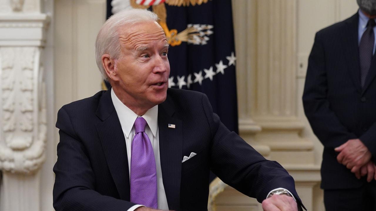 US President Joe Biden speaks to the press after signing executive orders as part of the COVID-19 response. Picture: AFP