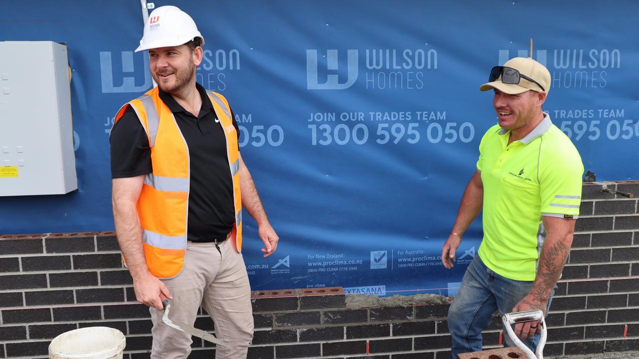 Housing Minister Felix Ellis with tradie. Picture: Supplied