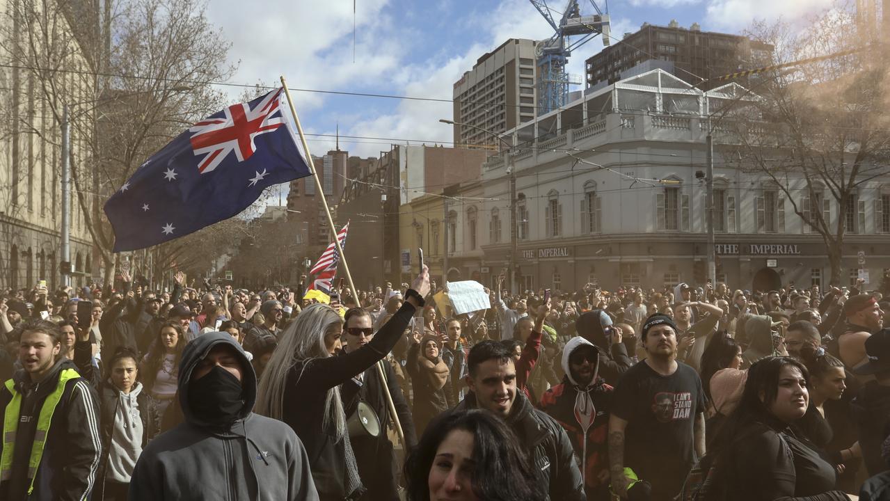 Social media commentators said the rally was not about Gympie, which is not in lockdown, but against the lockdowns in place across the country in cities like Melbourne. (Photo by Diego Fedele/Getty Images)