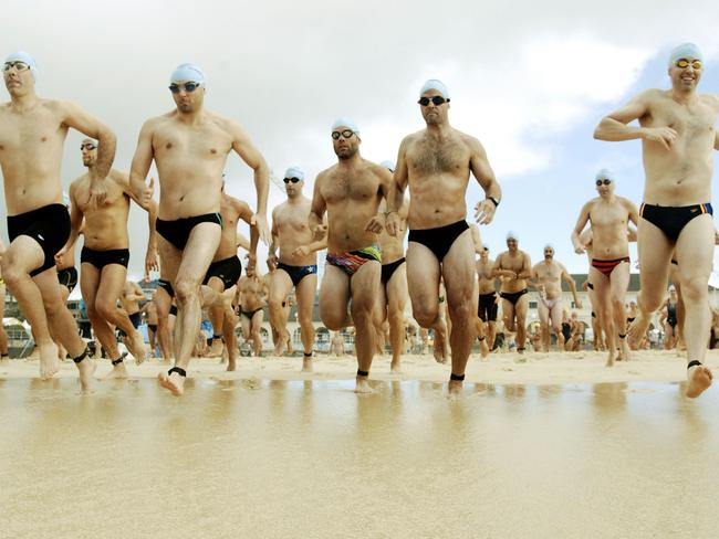A round of racers get underway at the start of the 2km race. Picture: John Appleyard