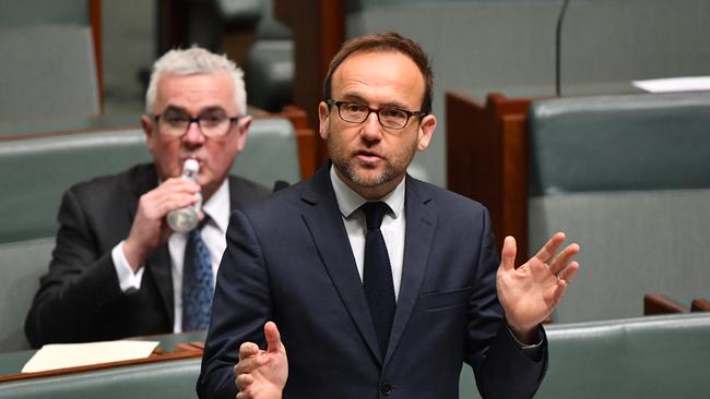 Greens leader Adam Bandt introduces the Green New Deal Bill into the House of Representatives earlier this month. Picture: AAP