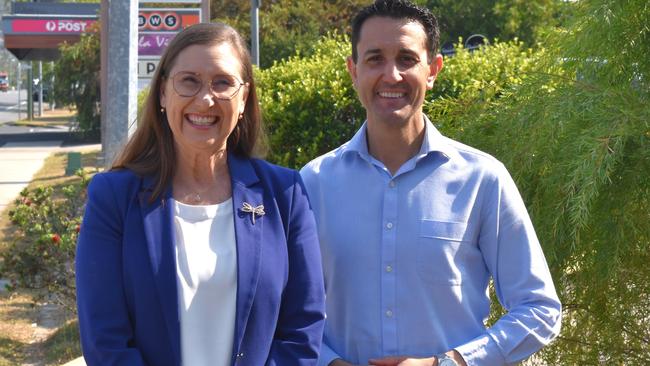 LNP candidate for Rockhampton Donna Kirkland and LNP leader David Crisafulli.