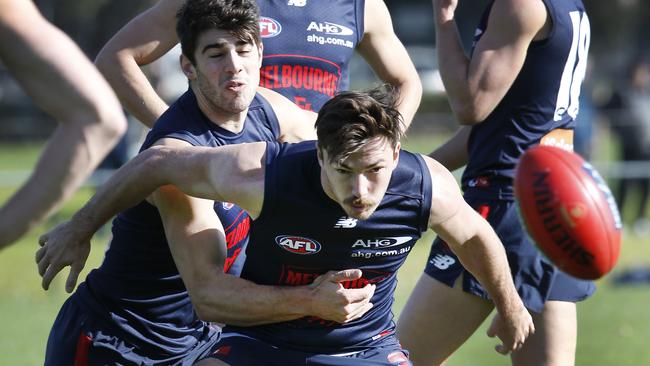 Christian Petracca and Michael Hibberd. Picture: David Caird