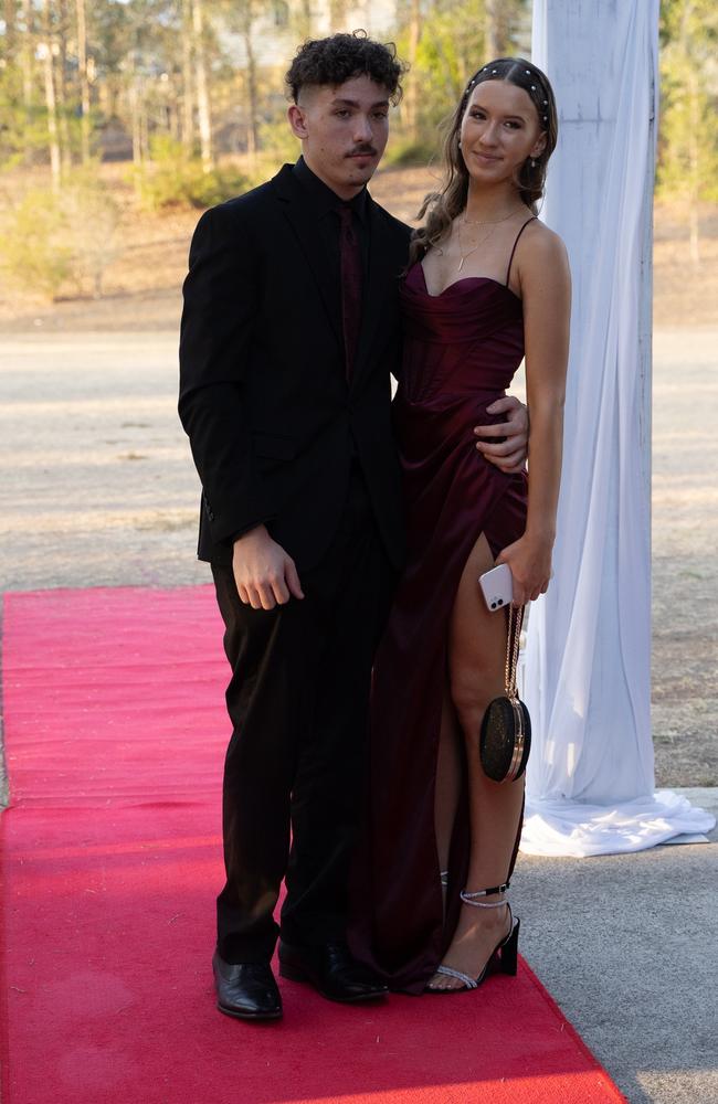 Jade Brown and partner arrive at the Gympie State High School formal 2023. November 16, 2023. Picture: Christine Schindler