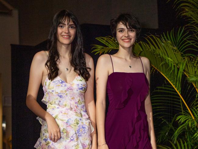 Taleisha Castillon and Takira Castillon at the Year 12 School formals of Darwin High School at Darwin Convention Centre, Darwin. Picture: Pema Tamang Pakhrin.