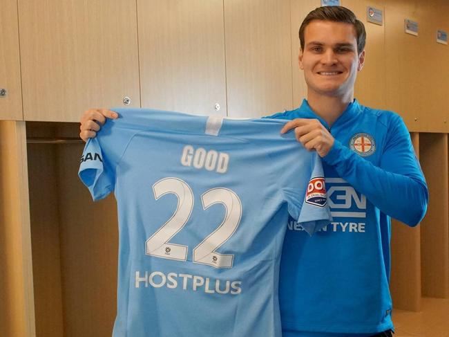 A supplied image obtained on Tuesday, September 18, 2018, shows Curtis Good who has been signed by Melbourne City FC. The return of defender Curtis Good to the A-League signals an end to Melbourne City's off-season shopping, and the start of their title challenge. (AAP Image/City Media) NO ARCHIVING, EDITORIAL USE ONLY