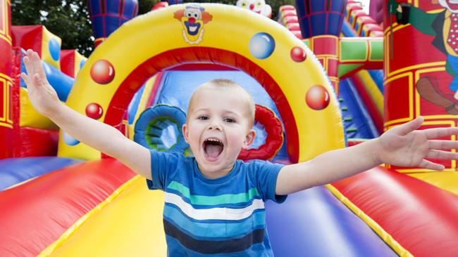 Redcliffe Show. Saturday June 30, 2018. Jaxson Cooper from Clontarf celebrated his 4th birthday at the show.  (AAP Image/Renae Droop)