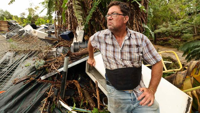 Owner of Spectrum Plants Gold Coast Wes Trevor tells how his business is destroyed after the double whammy of storms and floods. Pics Adam Head