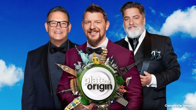 Hosts Gary Mehigan, Manu Fieldel and Matt Preston for Seven's Plate of Origin. PICTURE: Seven