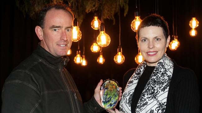 Matthew Newton and Catherine Pettman whose Rummin Productions won a BOFA award in Launceston for their short film <i>Doing it Scared</i>, which has also been accepted for the Banff Festival world tour. Picture: BRUCE MOUNSTER