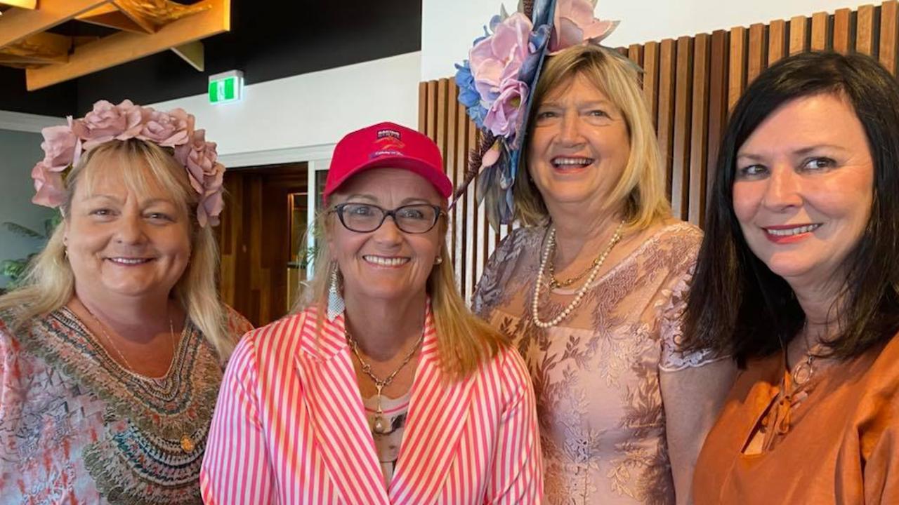 (Left to right) Cherie Carlson, Pip Courtney, Marg Cochrane and Shelley Strachan at the Gympie Times Ladies Race Day 2021. Photo: Elizabeth Neil