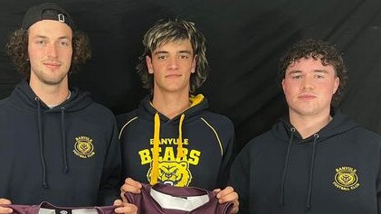 James Kayrooz (third from left) gets his debut Banyule guernsey.
